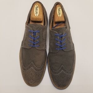 Stafford Tailored Culture Mens Size 10.5M Gray Blue Suede Oxford Derby Wingtip